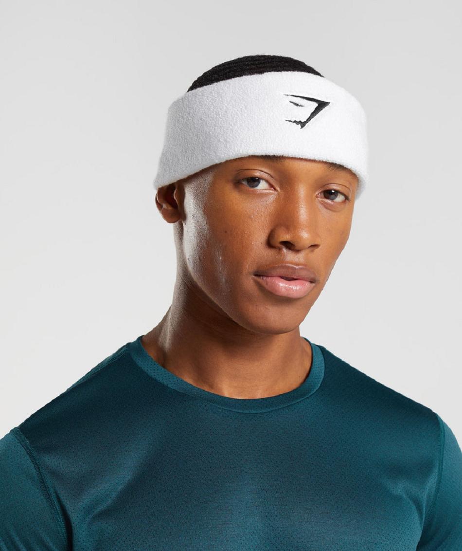 Ekwipunek Męskie Gymshark Sharkhead Headband Białe | PL 3217LIS